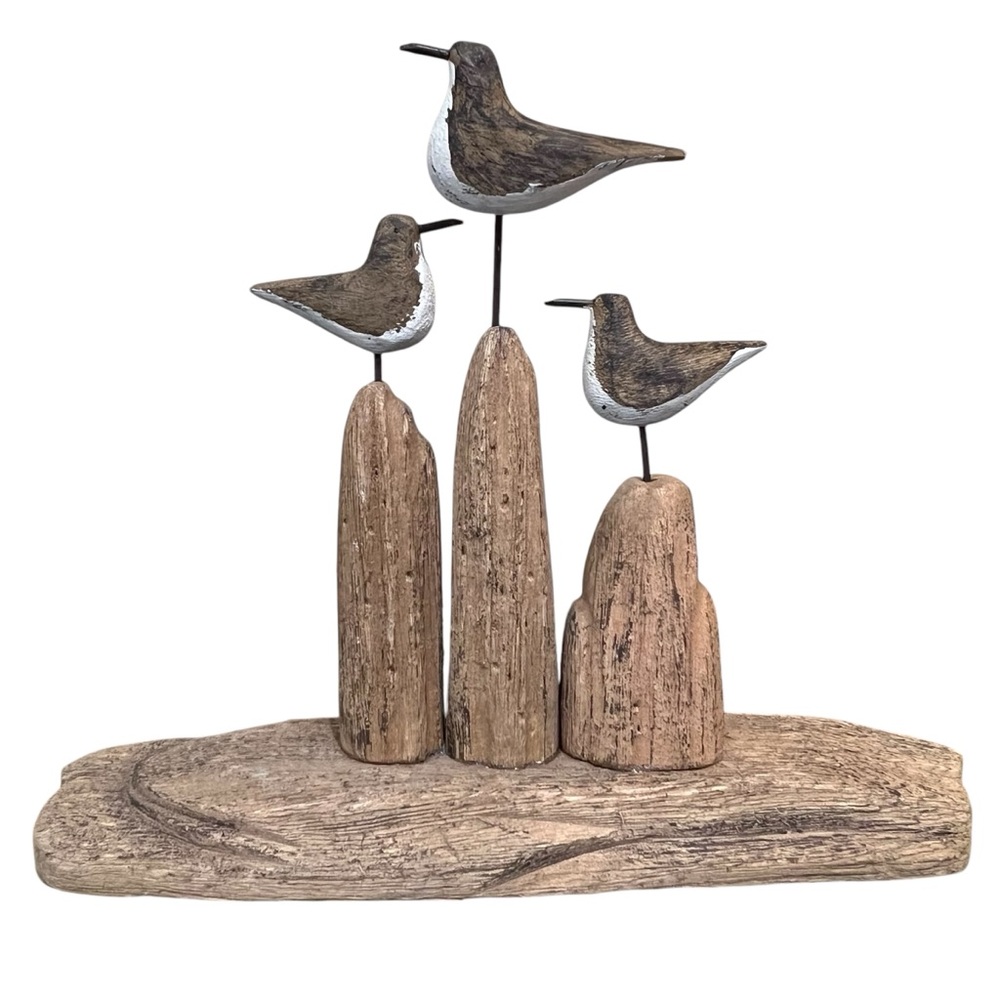 Brown and White Seabird Sculpture Art